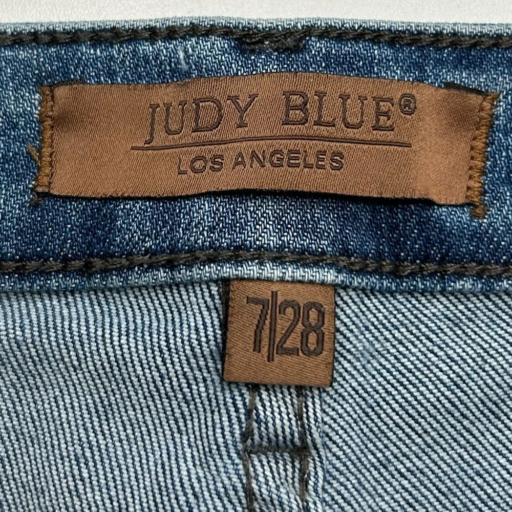 Judy Blue Wide Leg Crop Jeans Women’s 7/28 Medium Wash Braided Side 30x23.5 - Picture 13 of 14